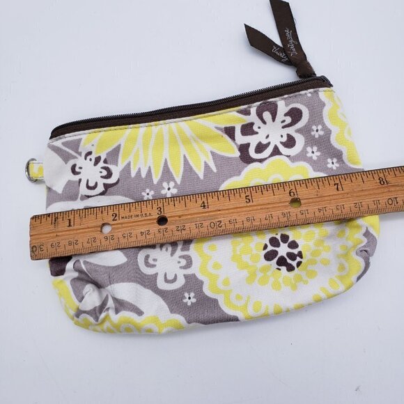 Thirty One Zipper Pouch Awesome Blossom Yellow Gray Floral 7" x 5" - Picture 5 of 6